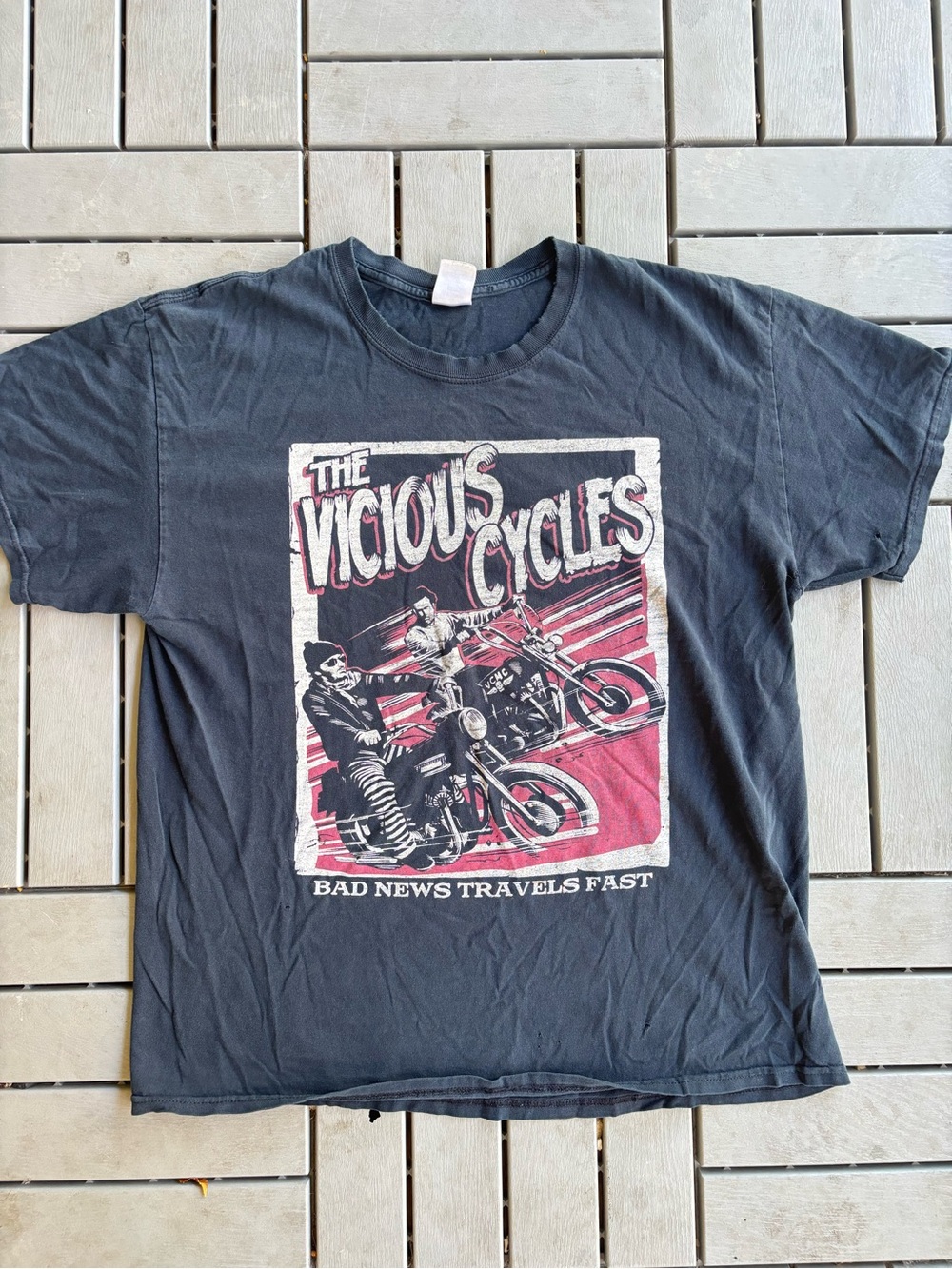 Gildan Black The Vicious Cycles Graphic Tee with Red & White Artwork